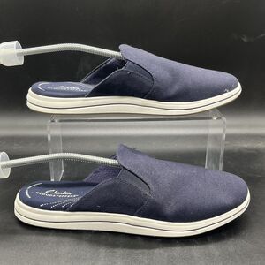 Clarks cloudsteppers slip on sneaker womens 11 6144422 navy blue casual comfort